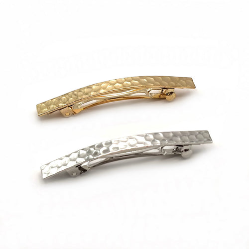 Barrette à cheveux design 6.5cm metal doré argenté