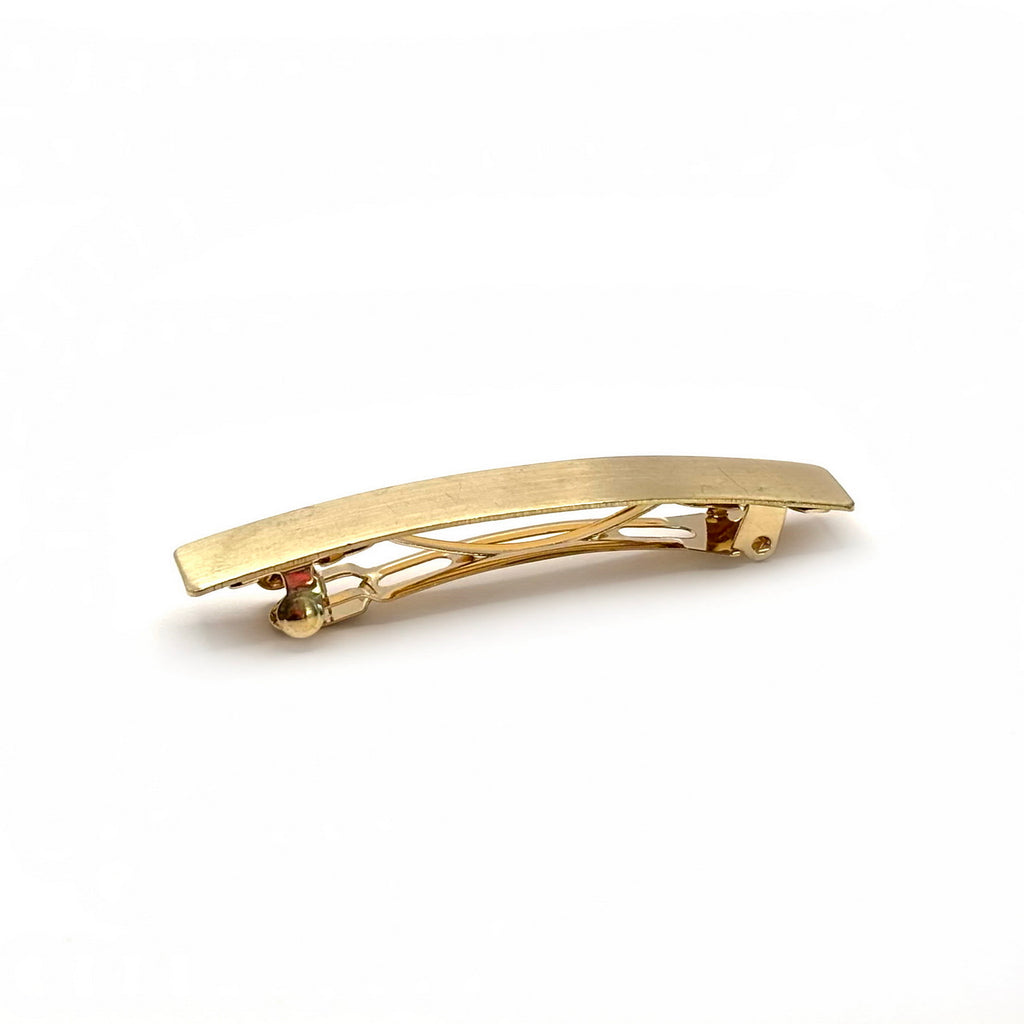 Barrette à cheveux moderne 6.5cm metal effet brossé doré