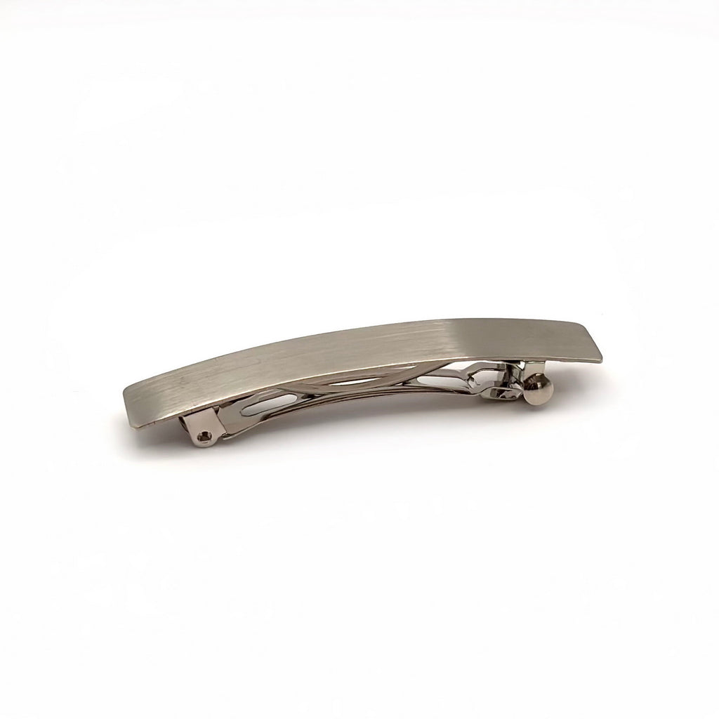 Barrette à cheveux moderne 6.5cm metal effet brossé argent