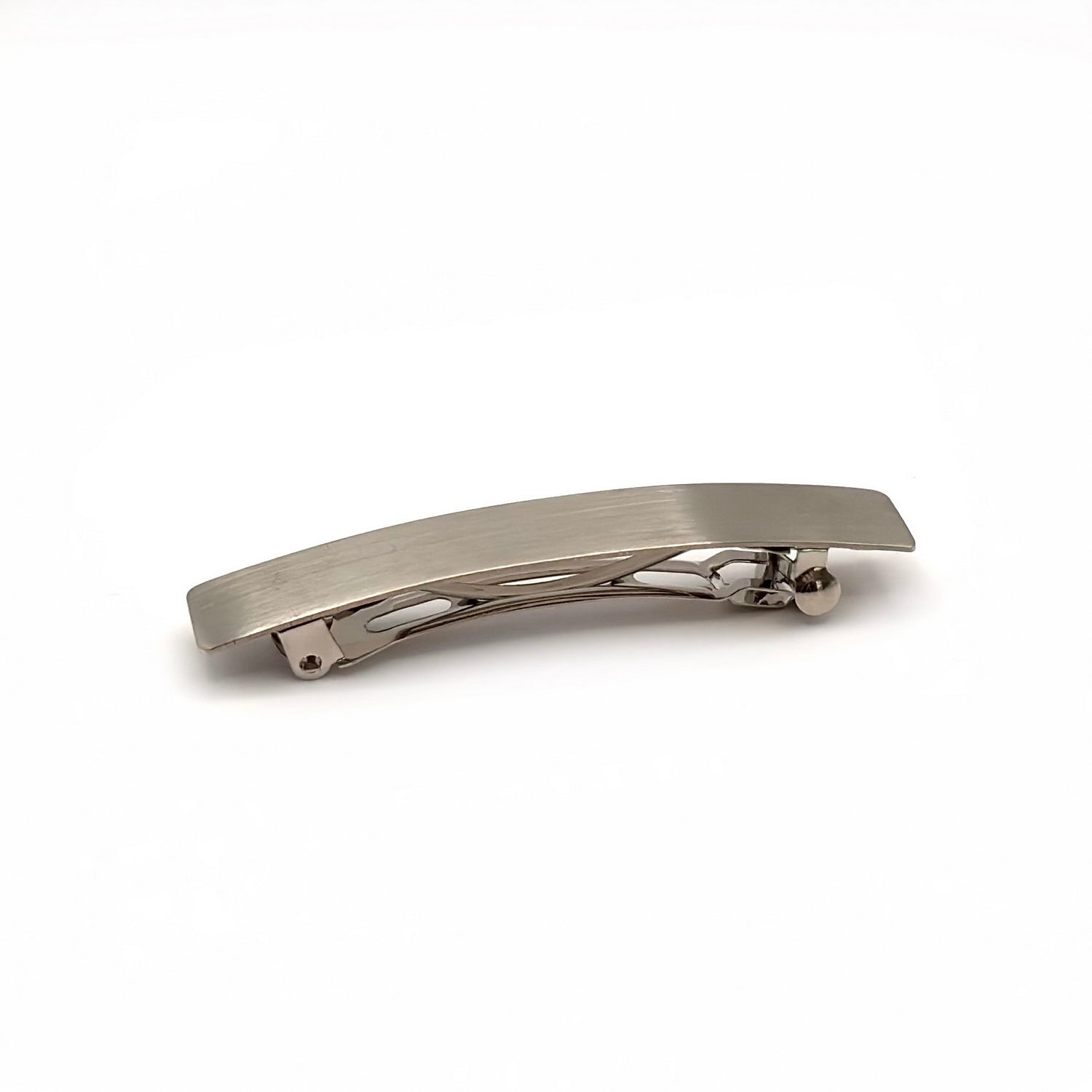Barrette à cheveux moderne 6.5cm metal effet brossé argent