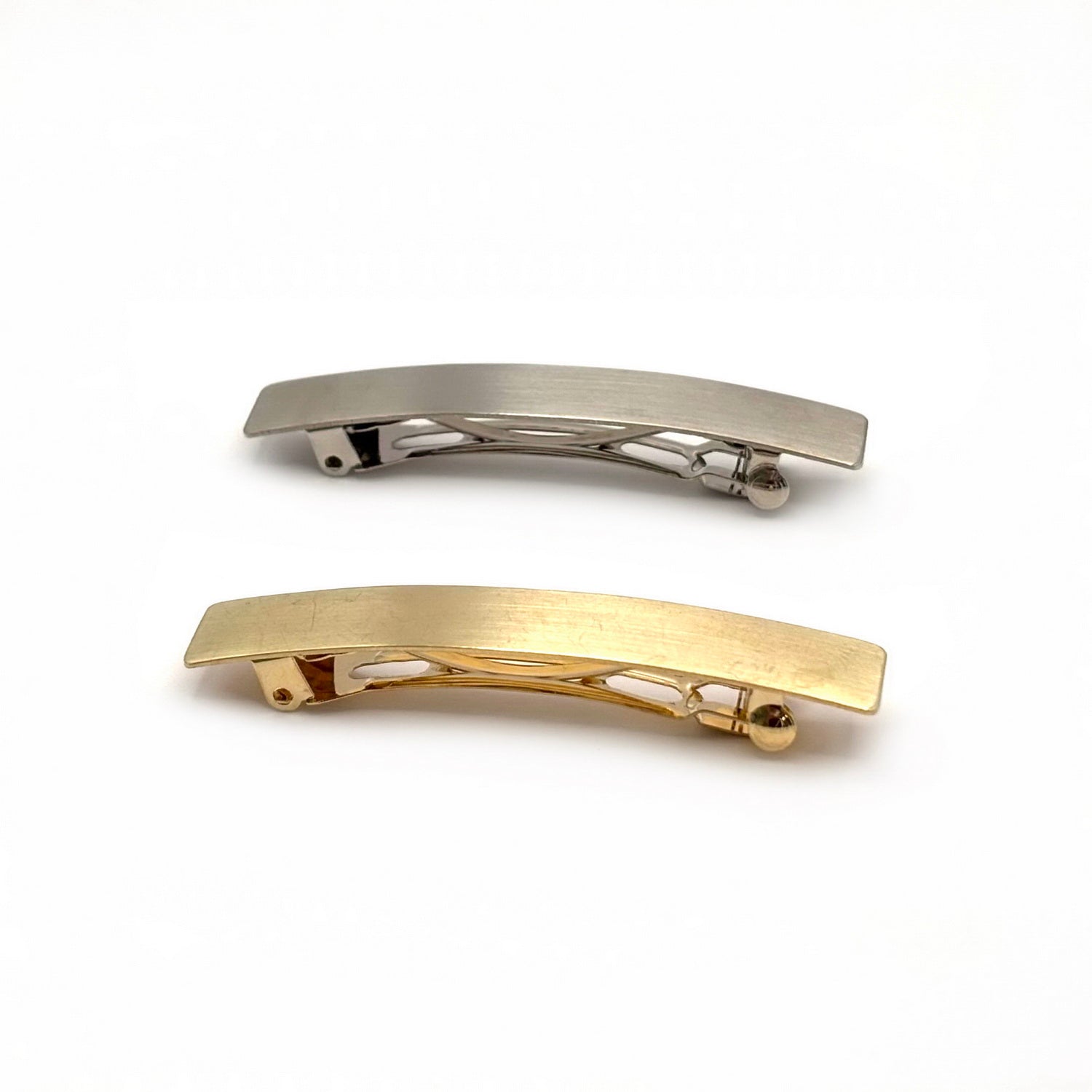 Barrettes à cheveux moderne 6.5cm metal effet brossé, doré, argenté