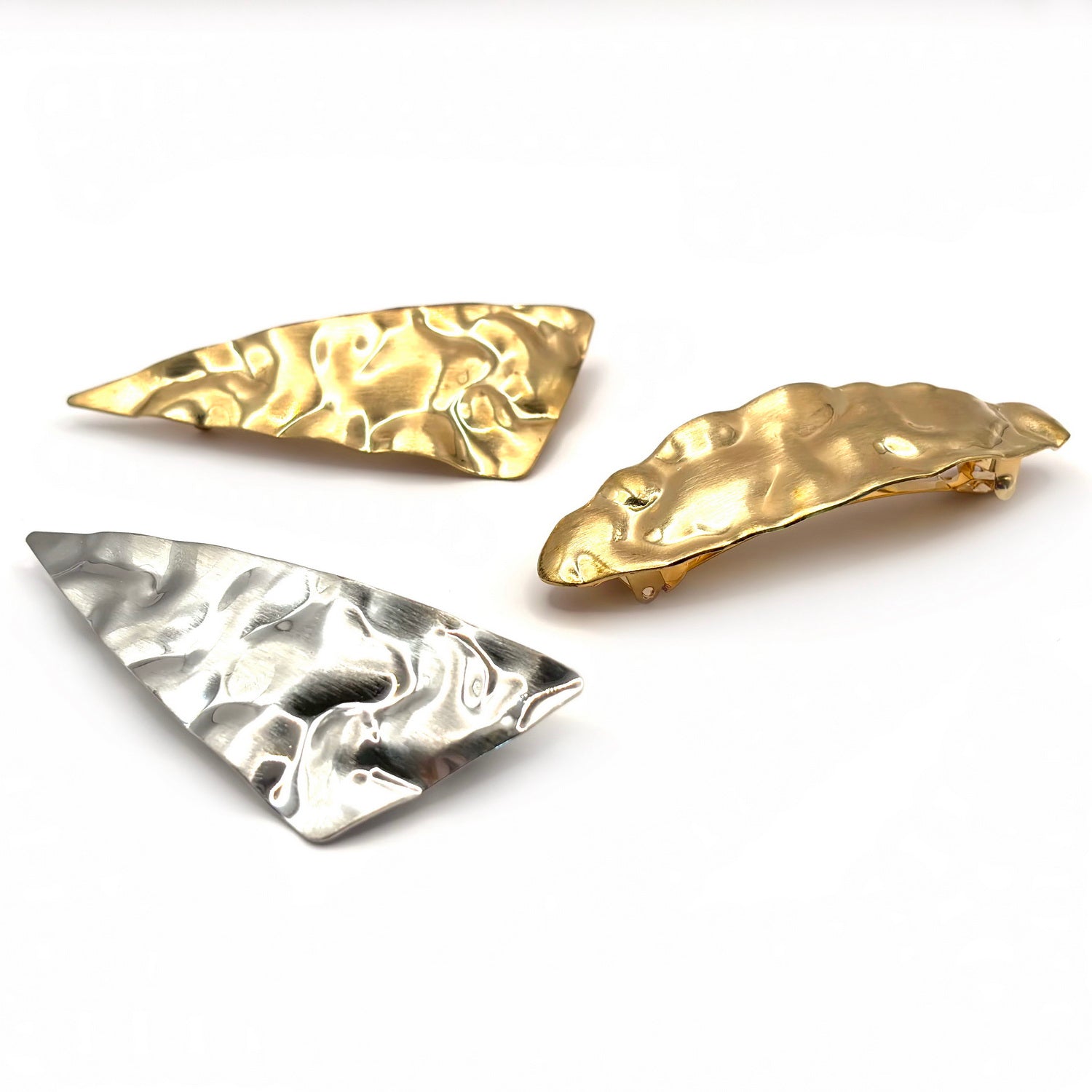Barrettes à cheveux en métal martelé