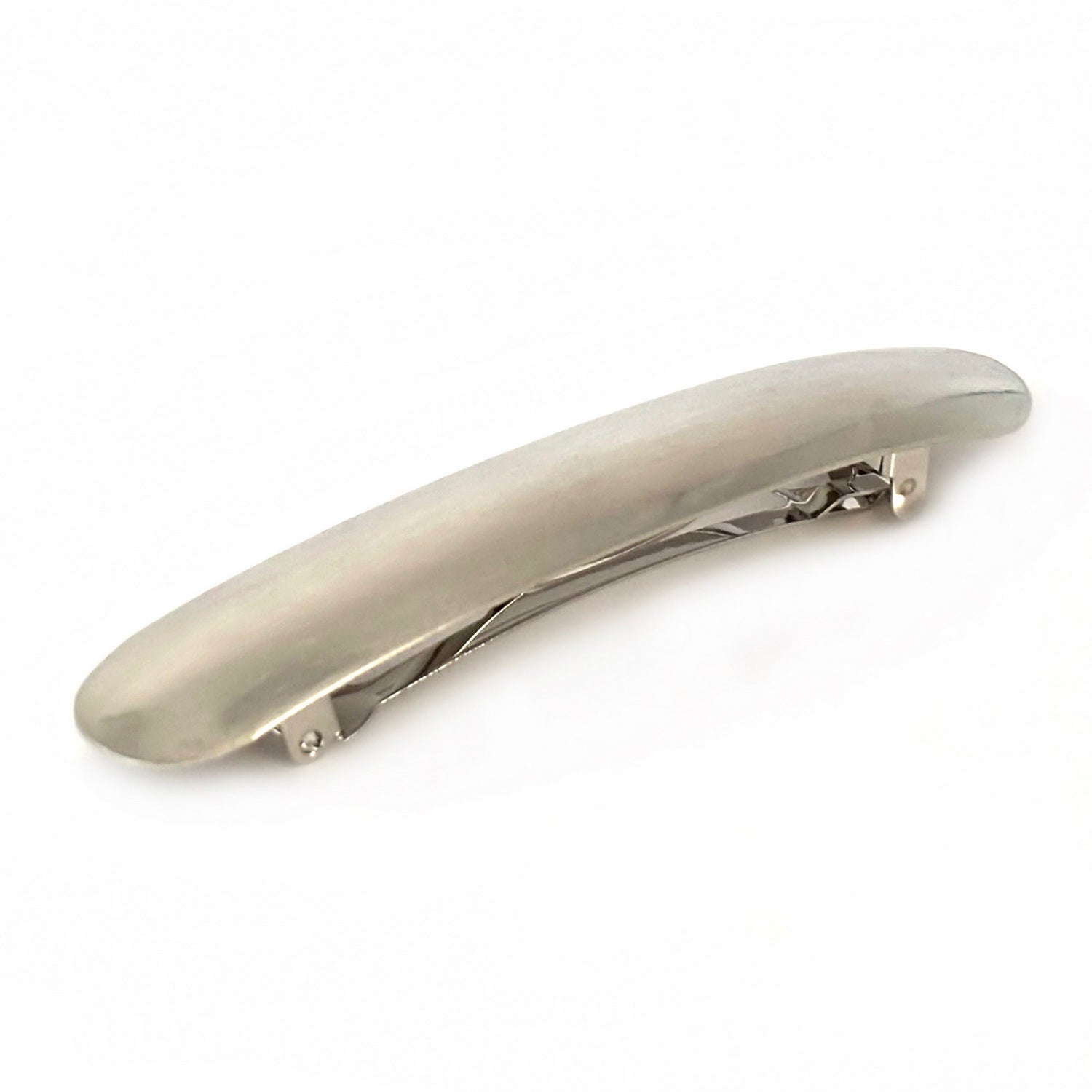Barrette à cheveux arrondie 10cm métal brossé argent