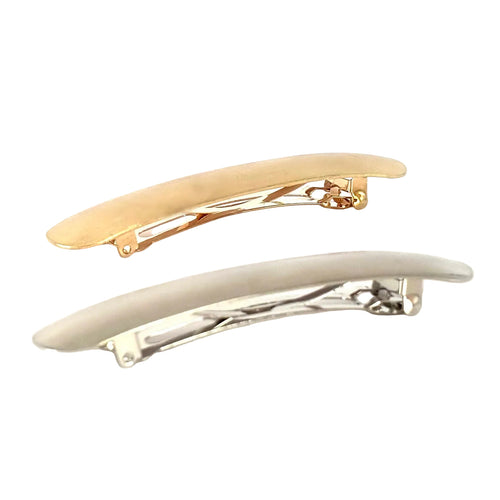 Barrette à cheveux arrondie 10cm métal brossé or argent