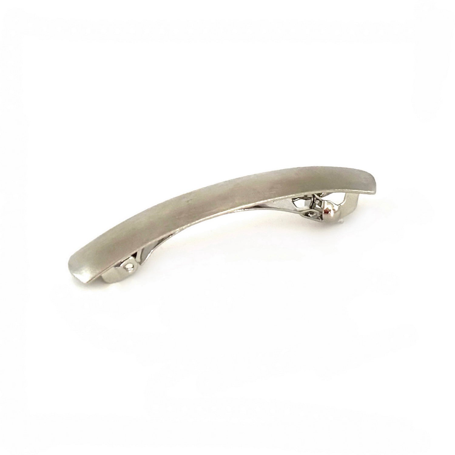Barrette à cheveux courbe 6.5cm métal brossé argent