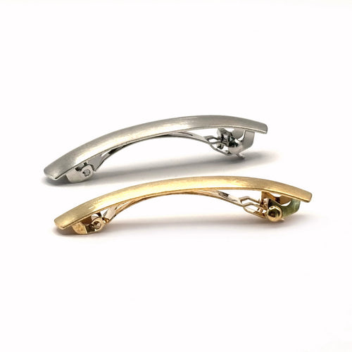 Barrette cheveux courbe 6.5cm métal brossé or argent
