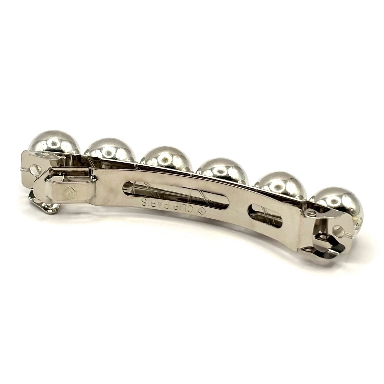 Barrette à cheveux boule 8cm argent, monture Clip paris pour cheveux fins