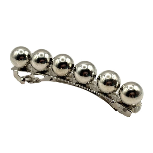 Barrette à cheveux boule 8cm argent brillant