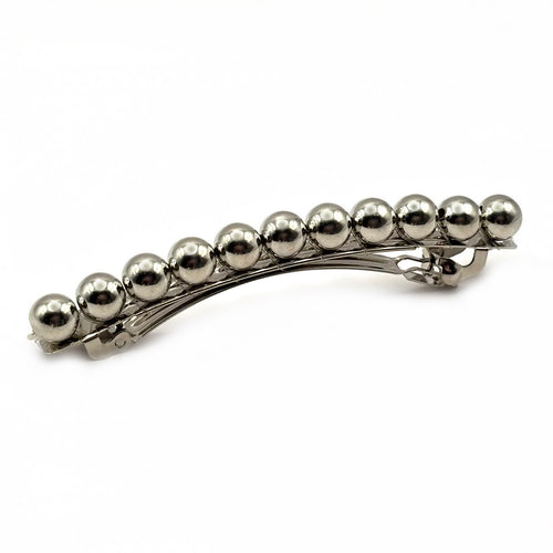 Barrette à cheveux 8 cm, perles 8 mm, argentée