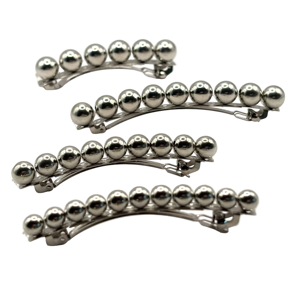 Barrettes cheveux longue avec perles argentées