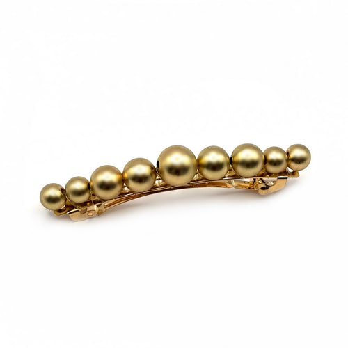 Barrette à cheveux 7 cm, perles or dégressives 