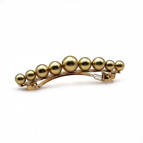 Barrette à cheveux 7 cm, perles dégressives dorées
