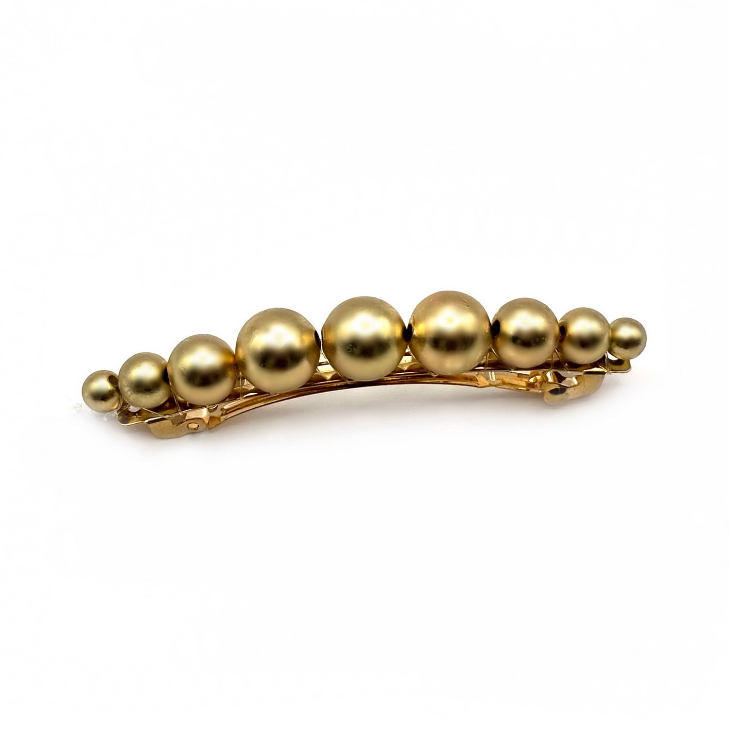 Barrette à cheveux 7 cm, perles dorées, fait main, fabriquée en France