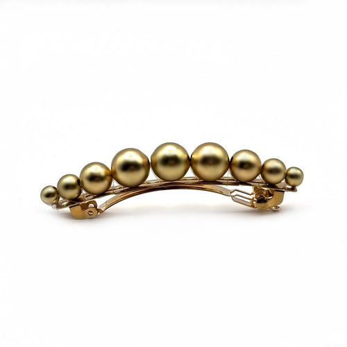 Barrette à cheveux 7 cm, perles dorées mat