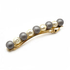 Barrette à cheveux 8cm perles grises et nacrées