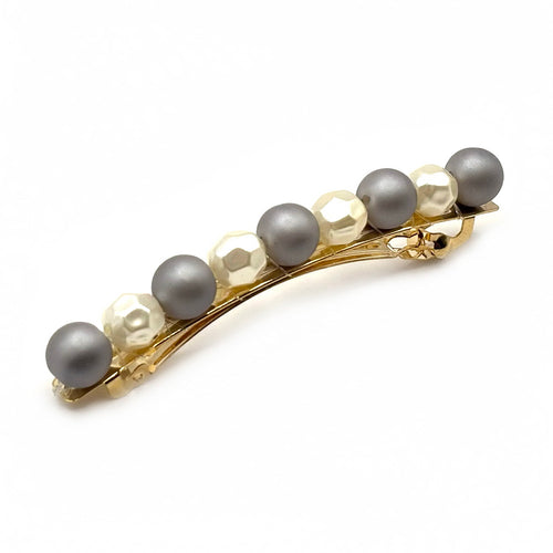 Barrette à cheveux 8cm perles grises et nacrées