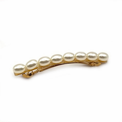 Barrette cheveux 8cm perles nacrées ovales
