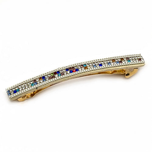 Barrette à cheveux daim et strass multicolore 9,5 cm
