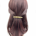 Barrette à cheveux 7 cm, perles dorées mat