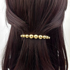 Barrette cheveux 7 cm, perles dorées mat