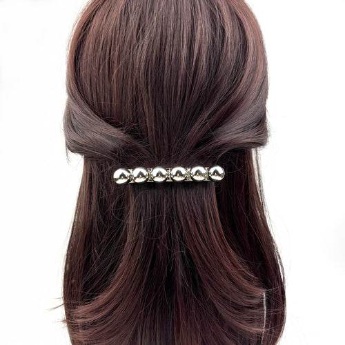Barrette à cheveux boule 8cm argenté brillant