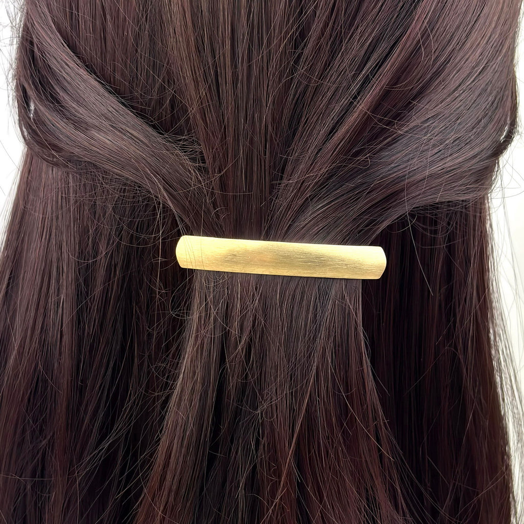 Barrette cheveux courbe 6.5cm métal brossé doré