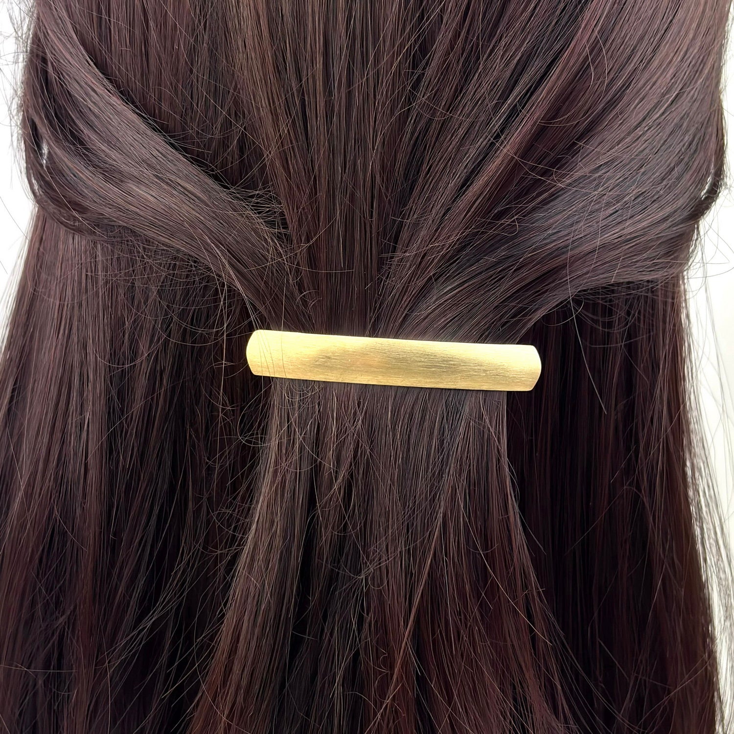 Barrette cheveux courbe 6.5cm métal brossé doré