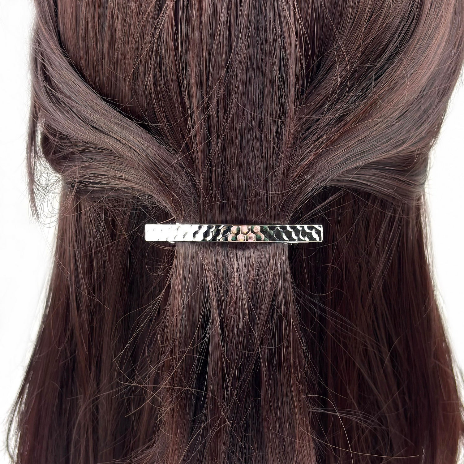 Barrette à cheveux design 6.5cm metal argent