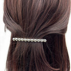 Barrette à cheveux 8 cm, perles 8 mm, argentée