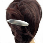 barrette à cheveux ovale 10m en métal argent mat