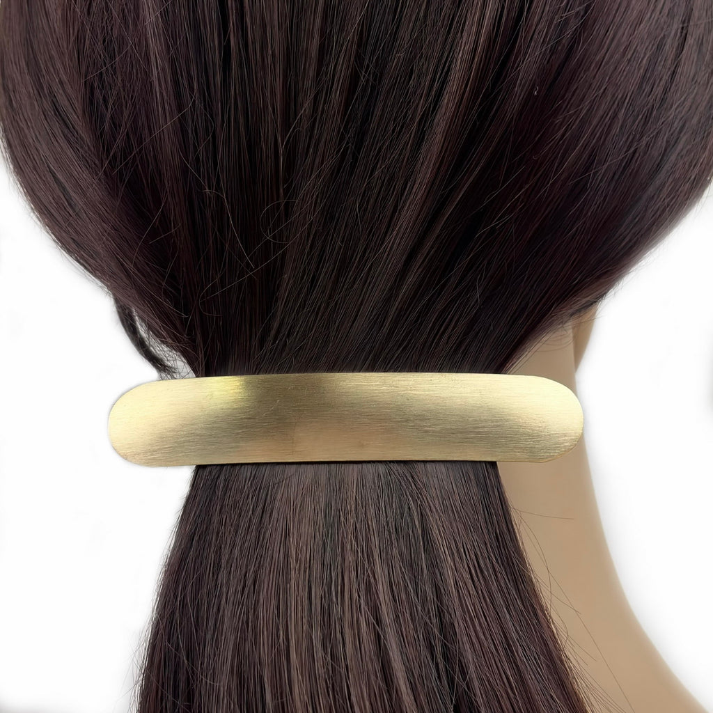 Barrette cheveux arrondie 10cm métal brossé doré