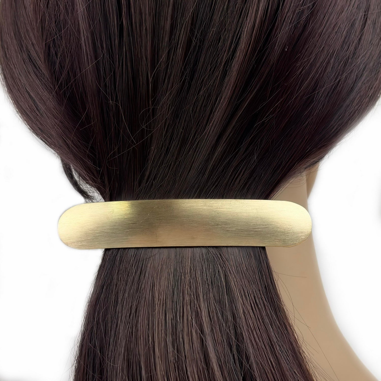 Barrette cheveux arrondie 10cm métal brossé doré