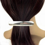 Grande barrette à cheveux arrondie 10cm métal brossé argent