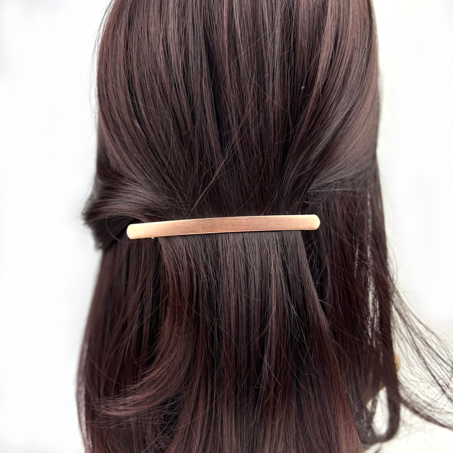 Barrette cheveux longue 10.5cm metal brossé cuivre