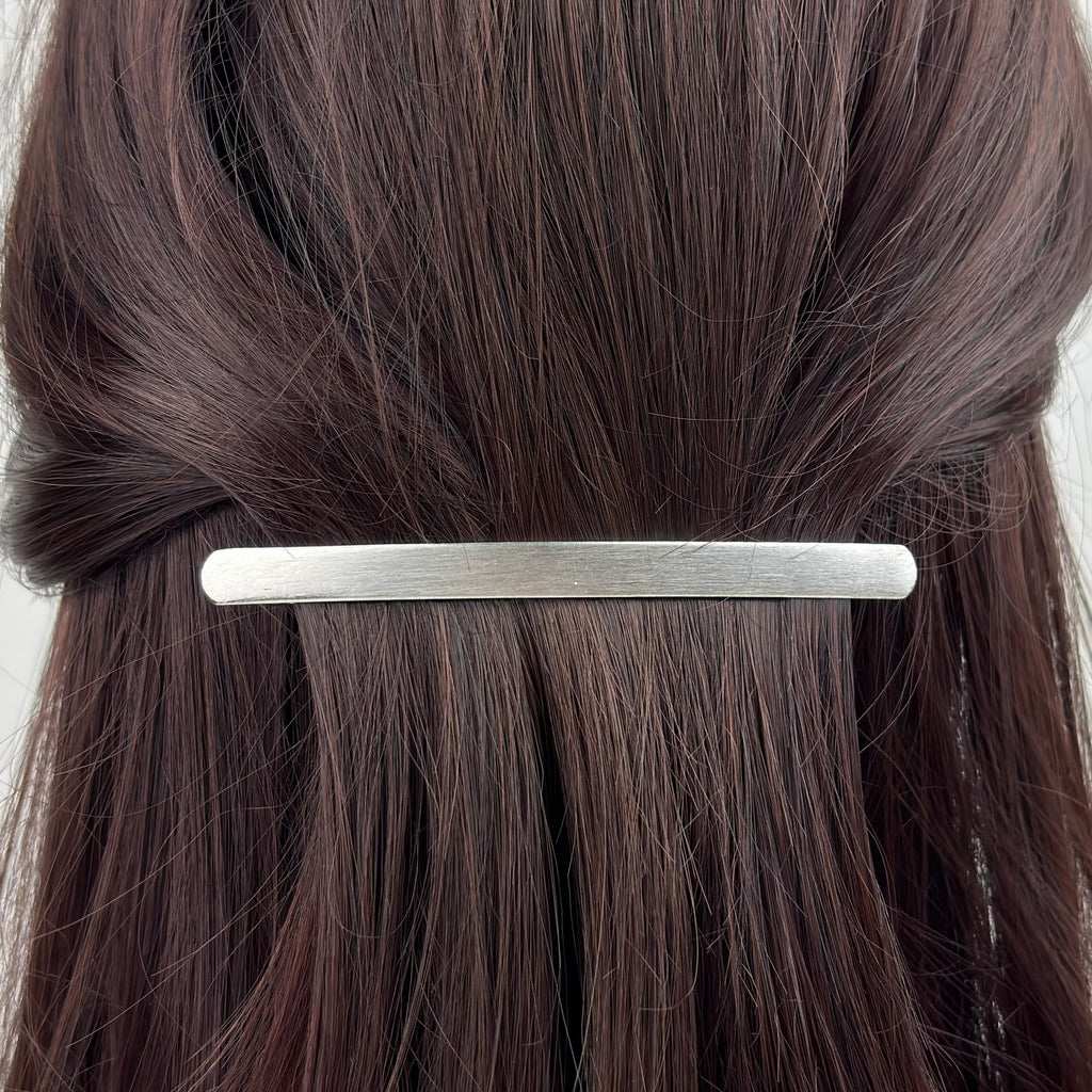 Barrette à cheveux longue 10.5cm metal brossé argent