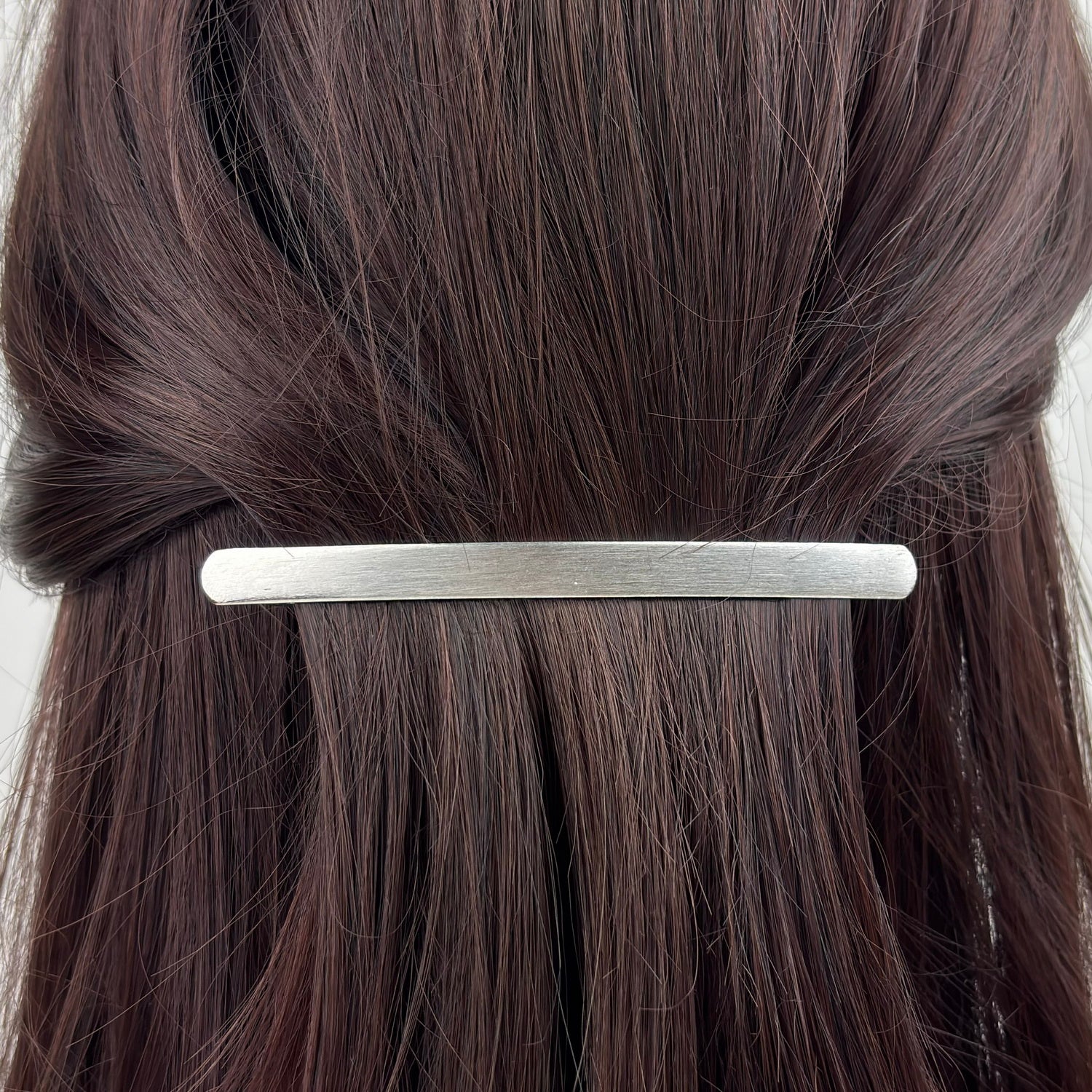Barrette à cheveux longue 10.5cm metal brossé argent