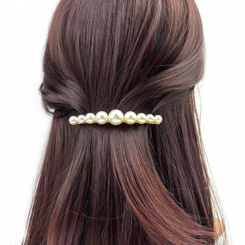 Barrette à cheveux 8.5cm, perles nacrées cheveux fins
