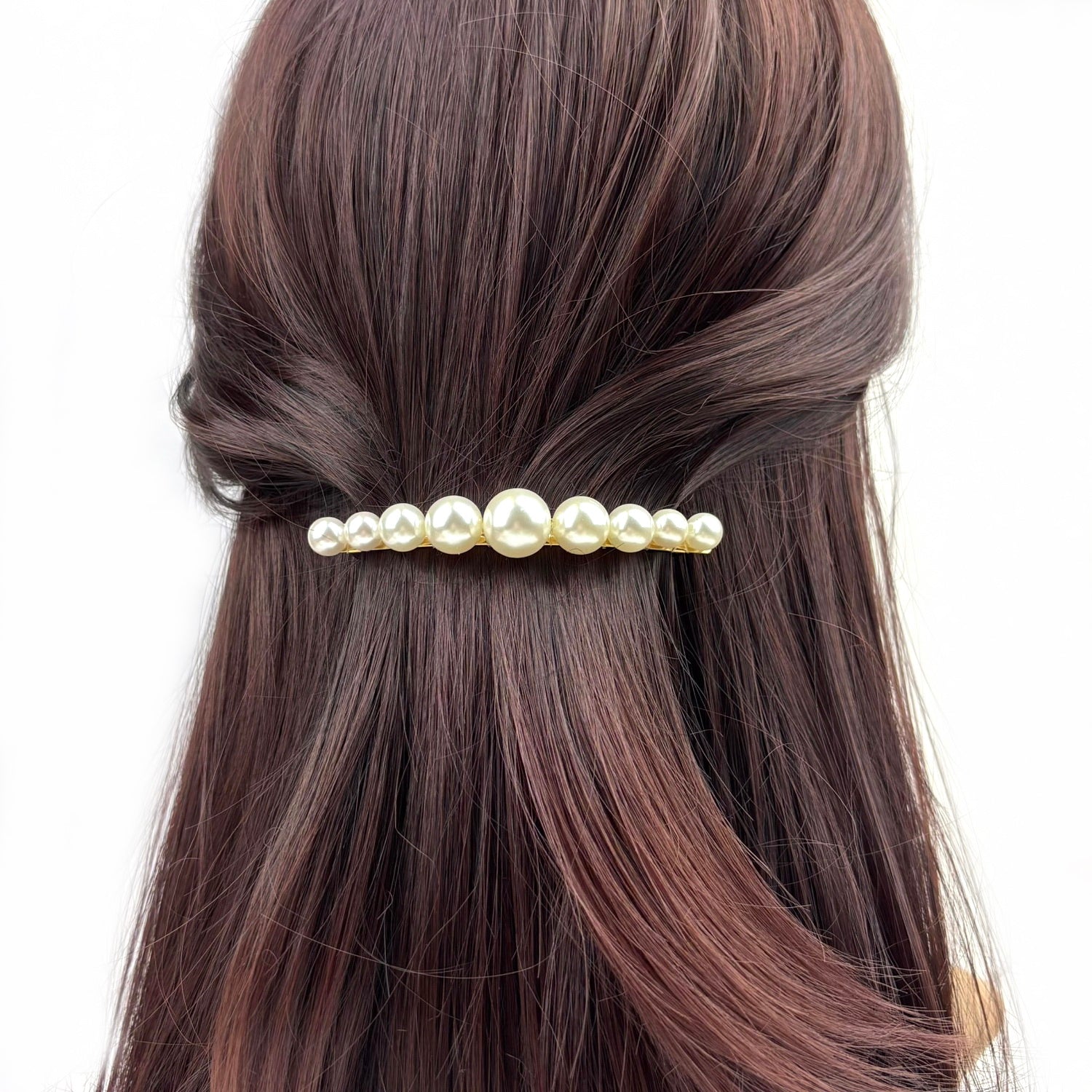 Barrette à cheveux 8.5cm, perles nacrées cheveux fins