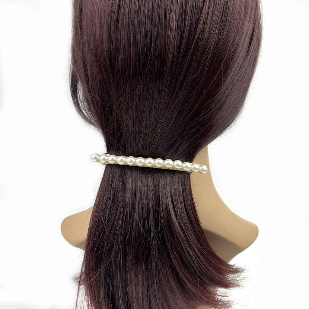 Barrette à cheveux fine 10 cm, perles 5 mm