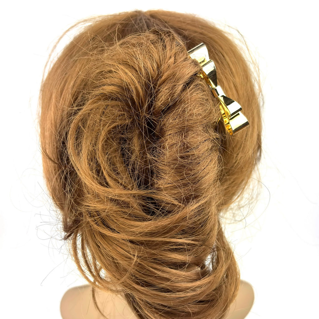 Grand pic à chignon 12cm noeud doré