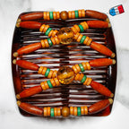 Peigne double cheveux - accessoire chignon en perles de bois