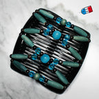 Peigne double cheveux - accessoire chignon en perles de bois bleu made in France