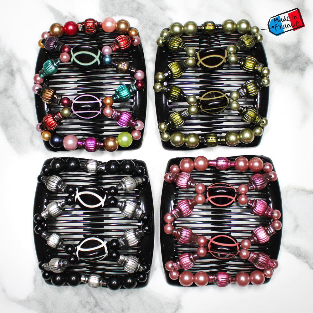Double peigne cheveux élastique pour chignon - made in France