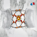 Peigne double cheveux élastique pour chignon - accessoire cheveux perlé made in France