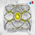 Peigne double cheveux élastique pour chignon - accessoire cheveux perlé made in France