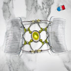 Peigne double cheveux élastique pour chignon - accessoire cheveux perlé made in France