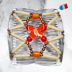 Peigne double cheveux élastique - accessoire chignon avec motif papillon et perles