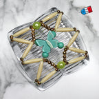 Peigne double cheveux élastique - accessoire chignon avec motif papillon et perles