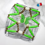 Peigne double cheveux élastique - accessoire chignon avec motif papillon et perles