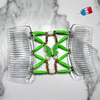 Peigne double cheveux élastique - accessoire chignon avec motif papillon et perles